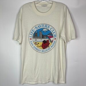 Vintage Hanes Fifty Fifty Life-Savers Club San Diego Blood Bank Tshirt XL